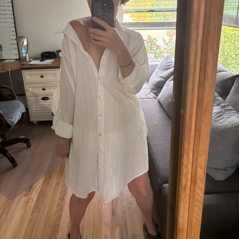 Oversized White Button Up Blouse - image 4